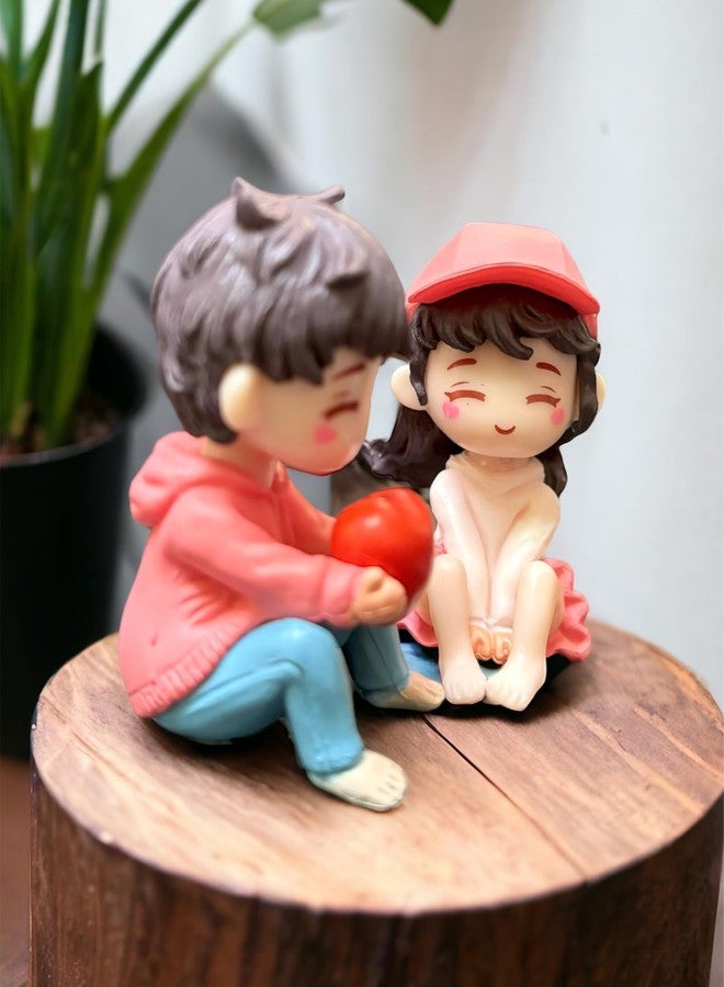 WARMINGO DE Miniature Couple Set | Valentine Day Gift for Boyfriend Husband Girlfriend Wife Boys Girls |Decoration Item Romantic Statue Showpiece (Heart Holding), 7 x 5 Centimeters, Multicolor - Image 2